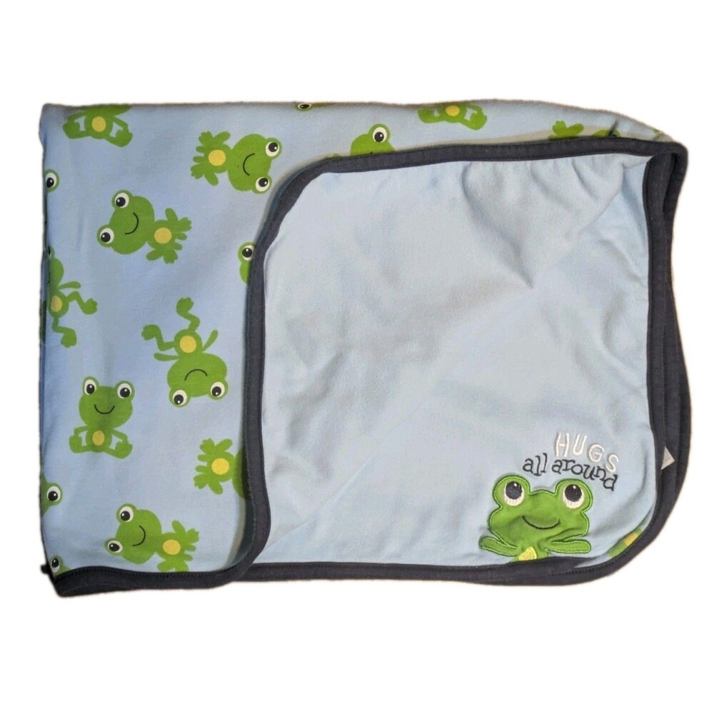Just One You Carter’s Baby Blanket Blue Green Frogs Hugs All Around
